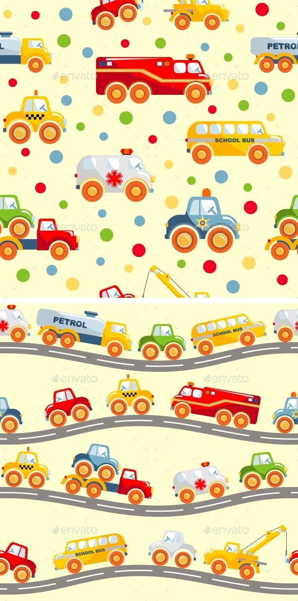 Toys Transport Seamless Pattern - Man-made Objects Objects