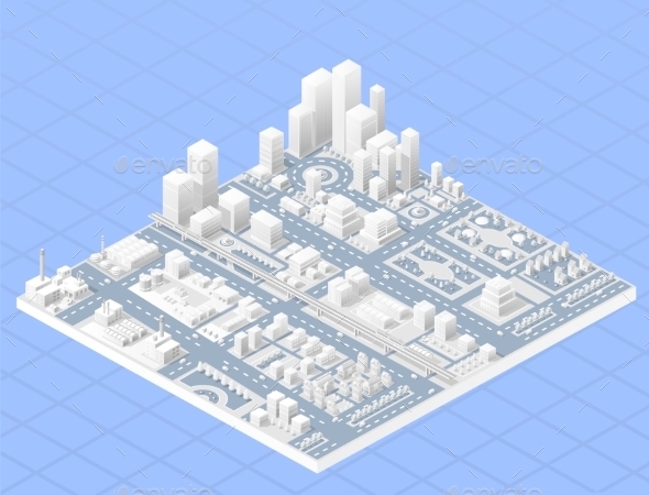 Large Modern City - Buildings Objects