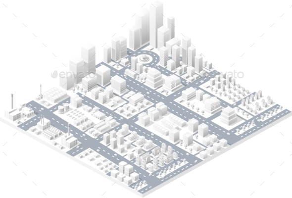 Large Modern City - Buildings Objects