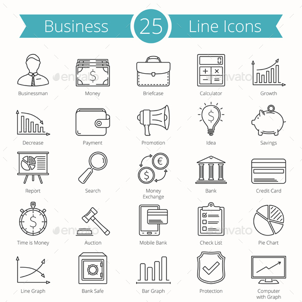 25 Business Line Icons - Business Icons