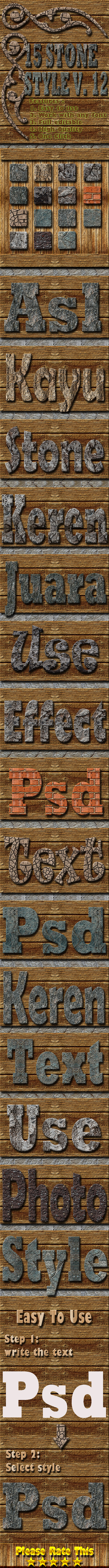 15 Stone Text Effect Style Vol 12 - Styles Photoshop