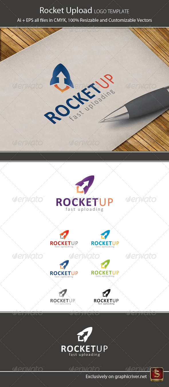 Rocket Upload Logo Template - Vector Abstract