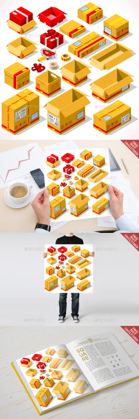 Packaging 02 Objects Isometric - Objects Vectors