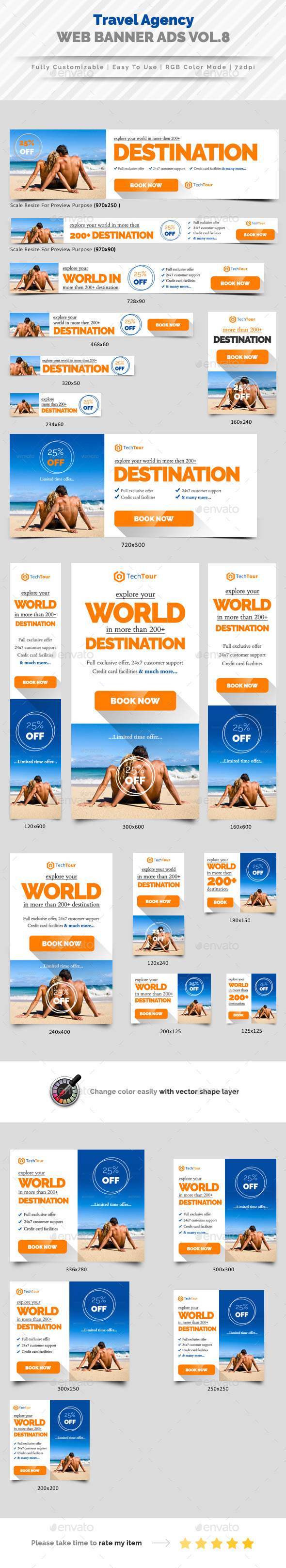 Travel Agency Web Banner Ads Vol.8 - Banners & Ads Web Elements