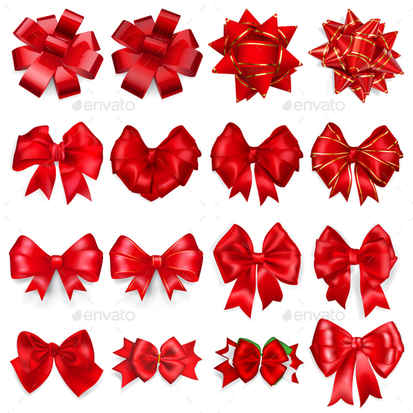 Set Of Red Bows - Decorative Symbols Decorative