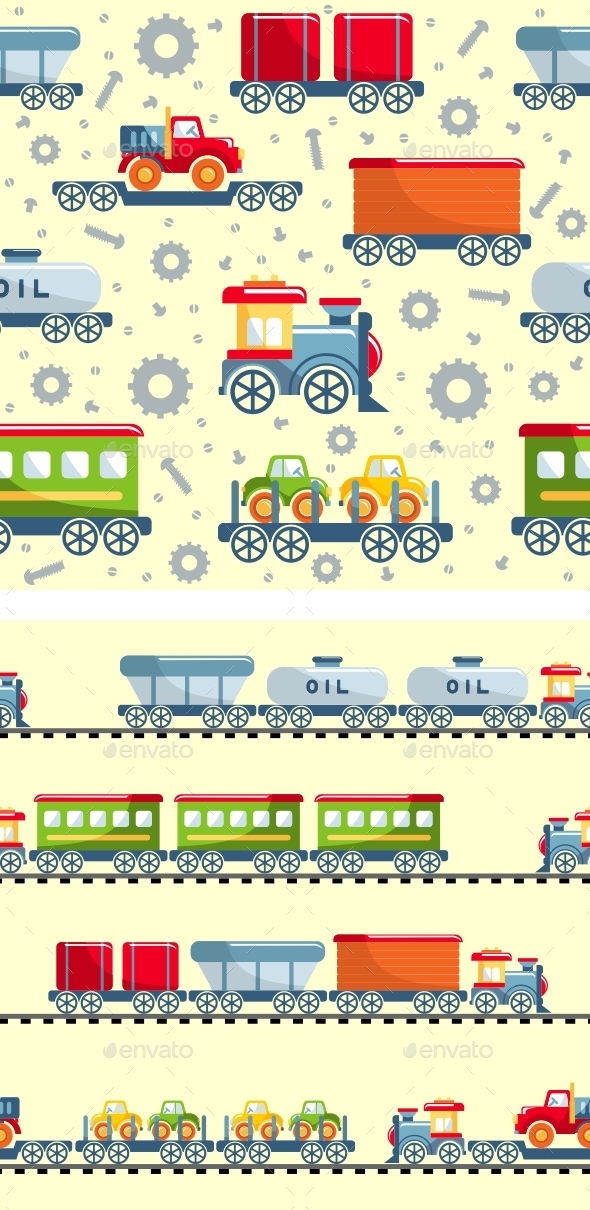 Toys Railway Seamless Pattern - Man-made Objects Objects