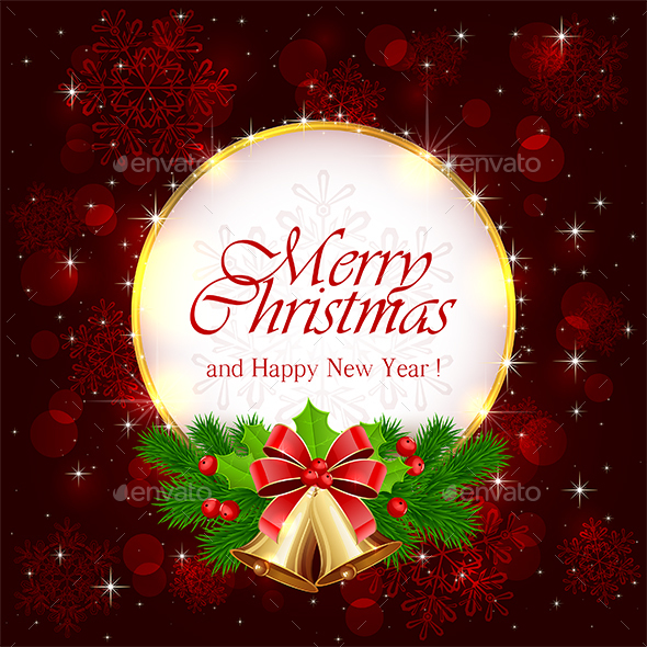 Decoration with Christmas Bells on Red - Christmas Seasons/Holidays