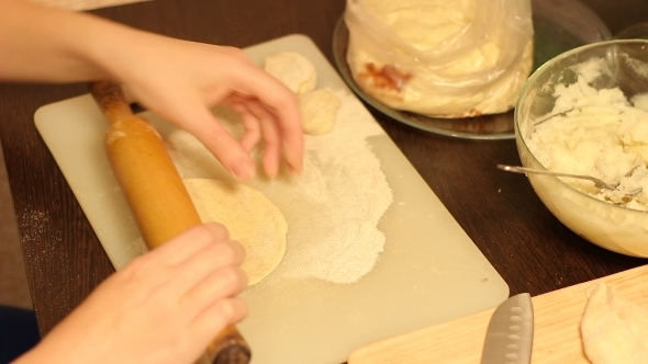 Woman Hands Preparing Homemade Pastries