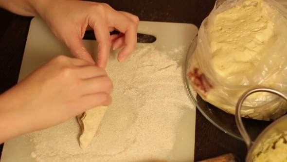 Woman Hands Preparing Homemade Pastries