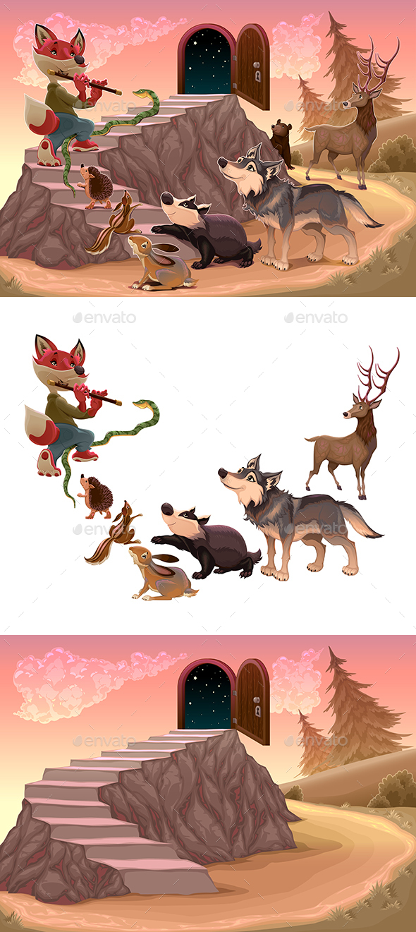 Playing the Flute Music to Go Beyond the Fear - Animals Characters
