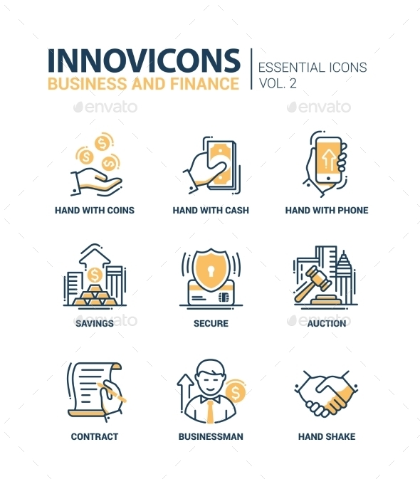 Set Of Modern Office Thin Line Flat Design Icons - Business Conceptual