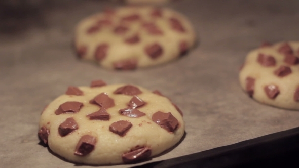 Chocolate Cookies Baking In The Oven