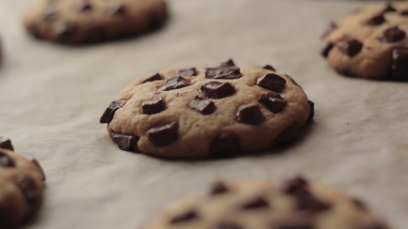 Chocolate Chip Cookies After Baking