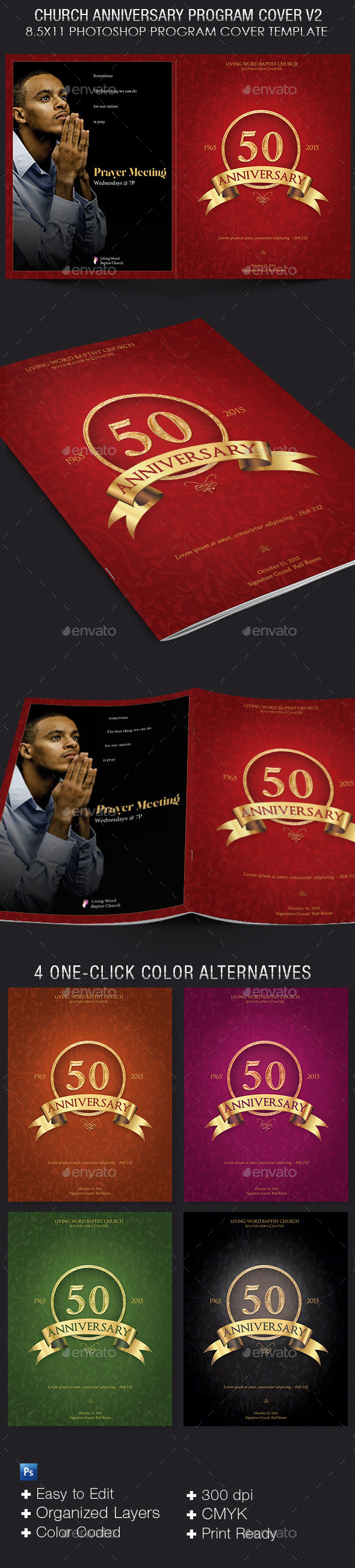 Church Anniversary Program Cover Template V2 By 4cgraphic Graphicriver Church Program Covers Templates