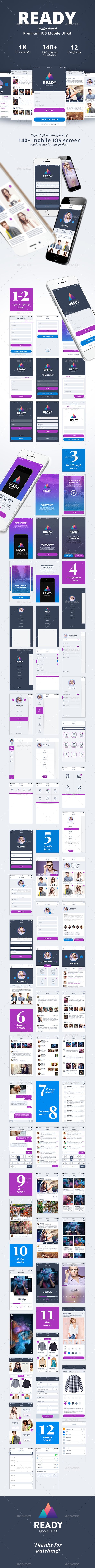 Ready Professional IOS Mobile UI Kit - User Interfaces Web Elements