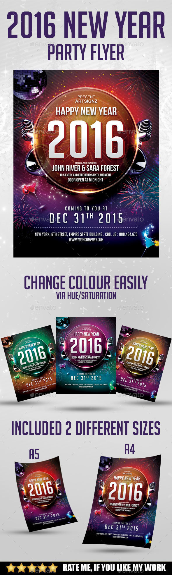 New Year party flyer - Flyers Print Templates