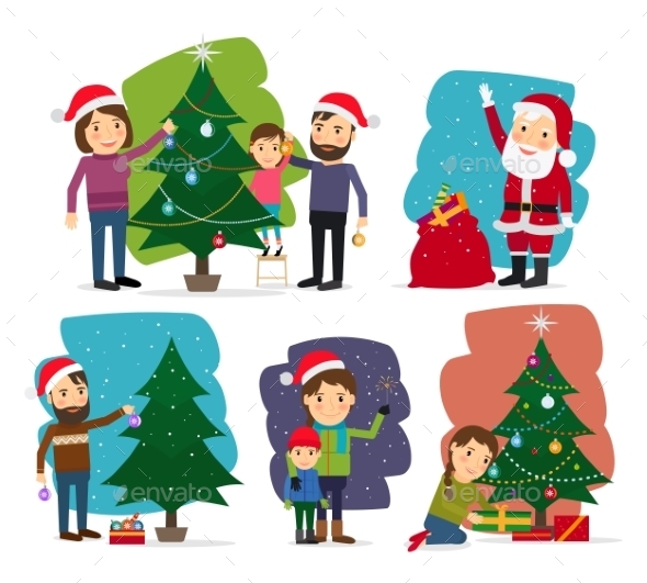 Merry Christmas Decorating The Christmas Tree - Seasons Nature