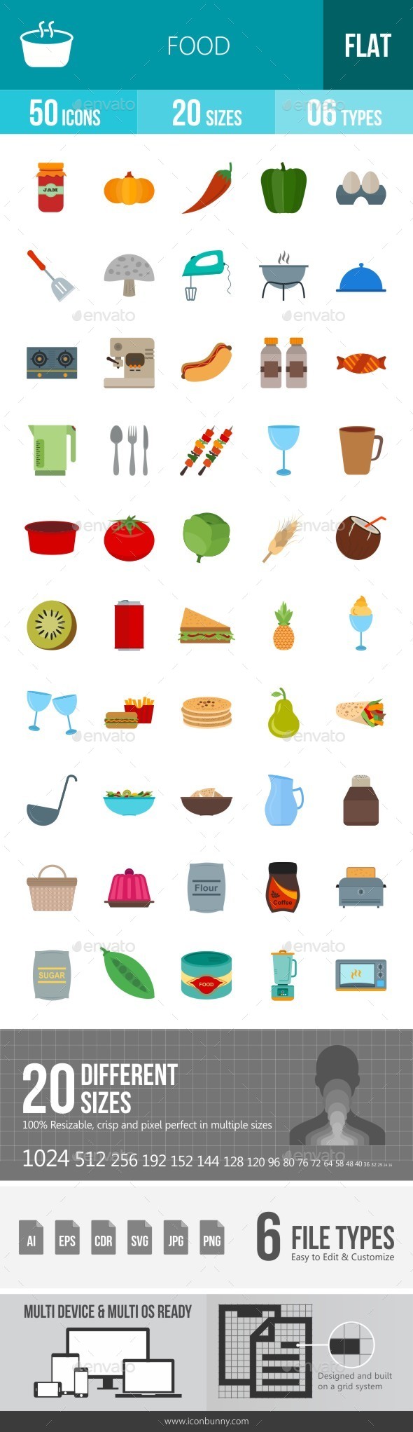 Food Flat Multicolor Icons - Icons