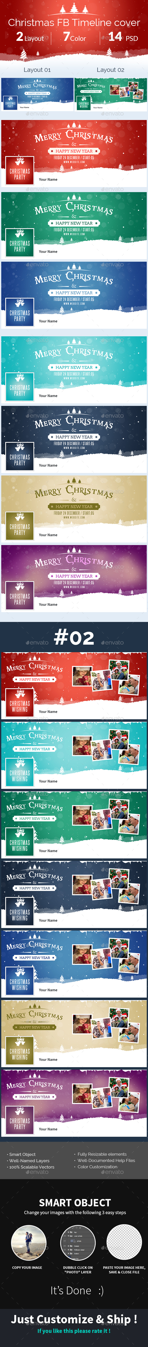 Marry Christmas FB Timeline Cover - Social Media Web Elements