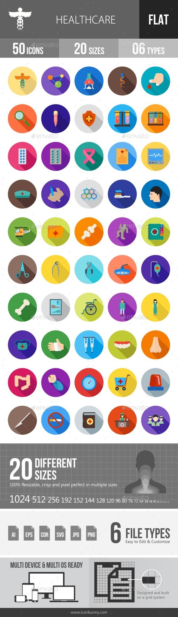 Healthcare Flat Shadowed Icons - Icons
