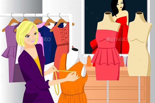 Fashion Designer Working in Her Studio - Business Conceptual