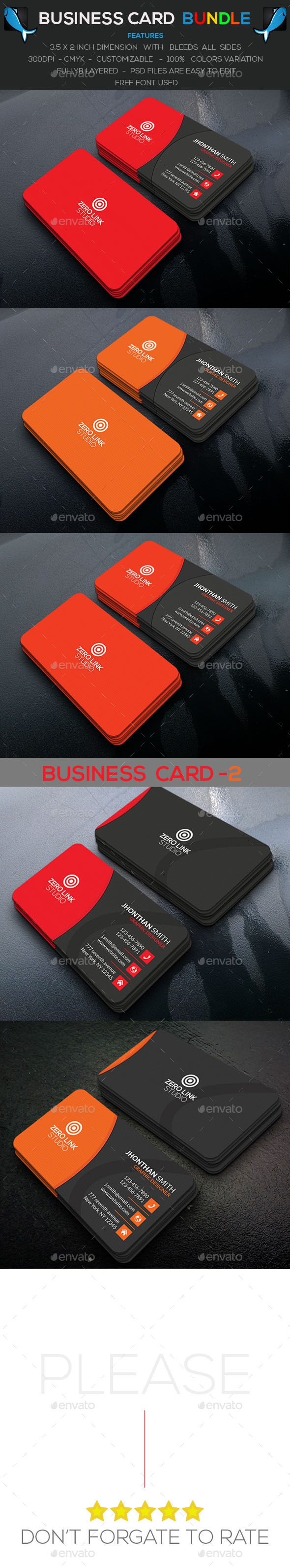 Corporate Business Card Bundle Color - Corporate Business Cards