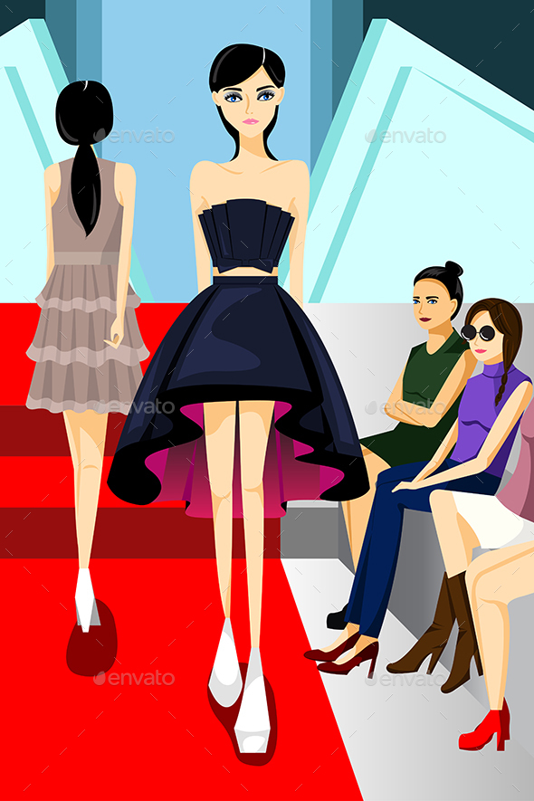 Fashion Model Walking on Runway Show - People Characters