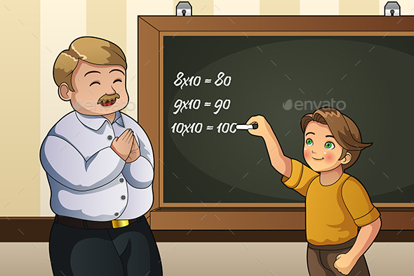 Student Solving Math Problem in Class - People Characters