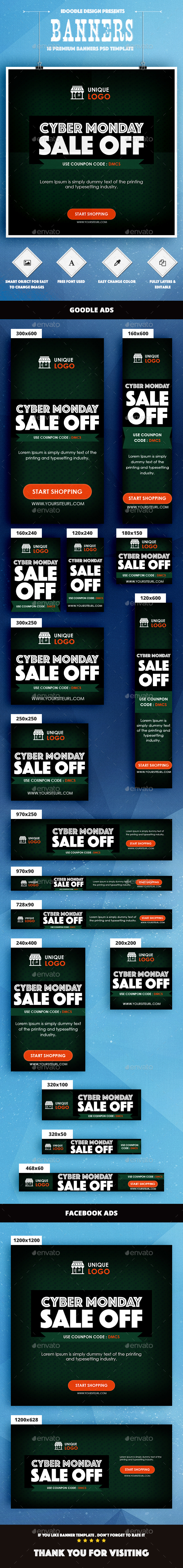 Cyber Monday Banners Ad - Banners & Ads Web Elements