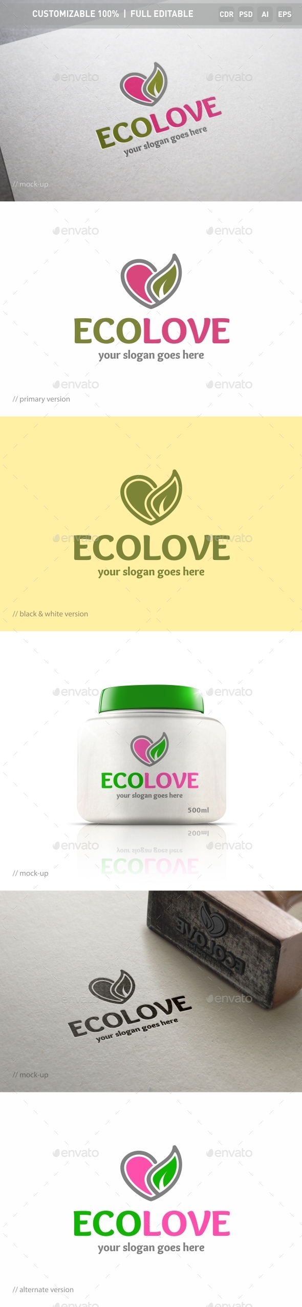 Eco Love Logo Template - Objects Logo Templates