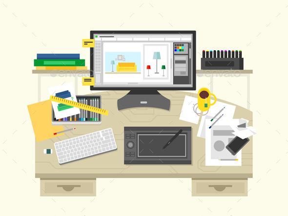 Interior Design Workspace - Computers Technology