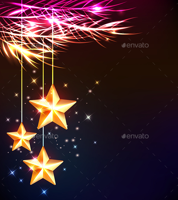 Shining Stars and Fir Tree - Christmas Seasons/Holidays