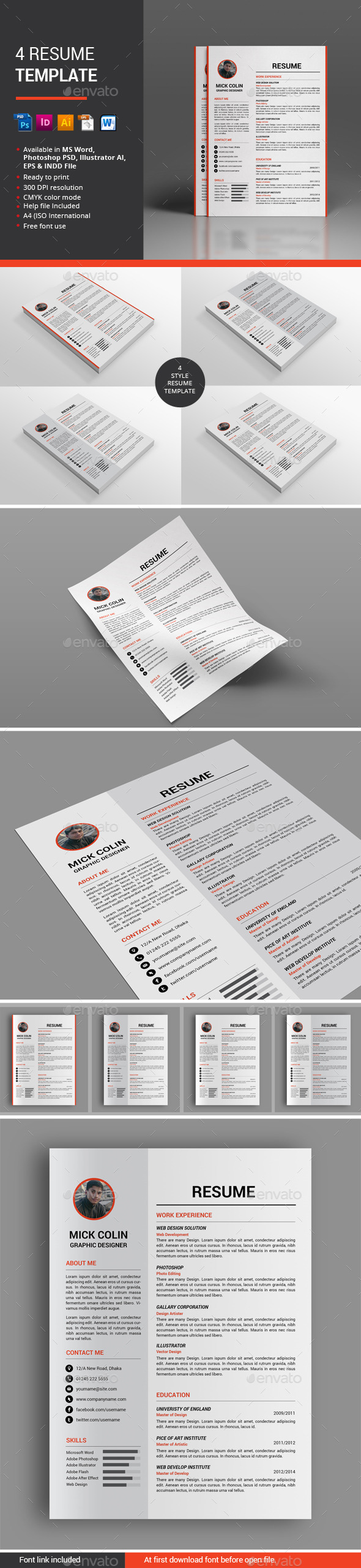 4 Resume Template - Resumes Stationery