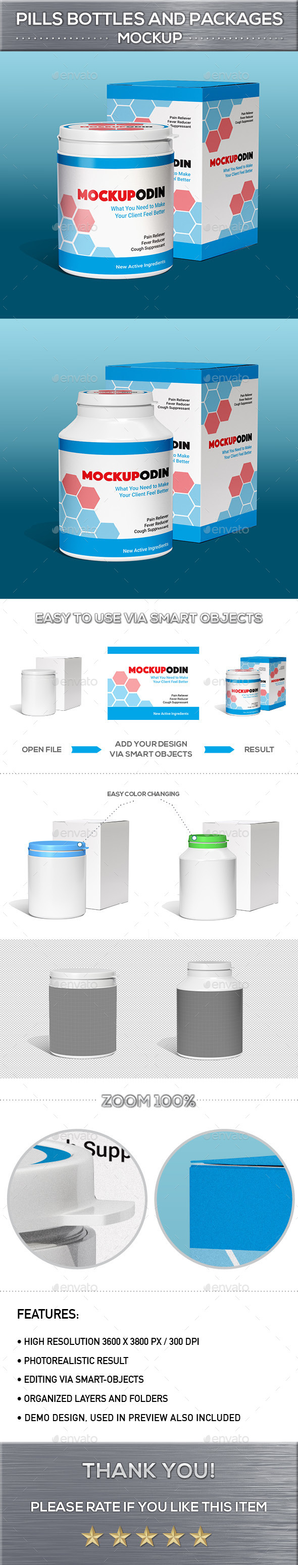 Pills Bottles and Packages Mockup - Product Mock-Ups Graphics