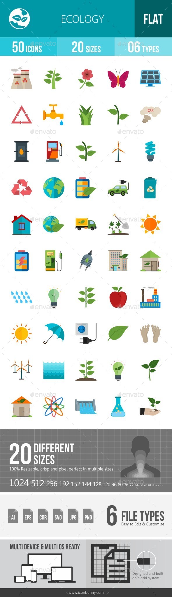 Ecology Flat Multicolor Icons - Icons