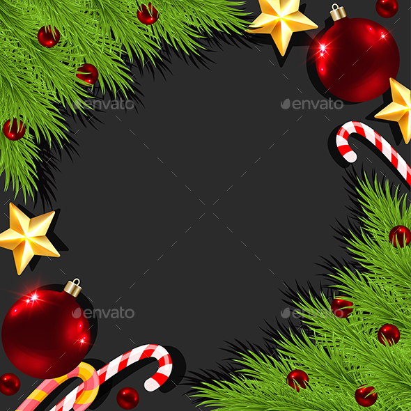 Christmas Decorations on a Black Background - Christmas Seasons/Holidays