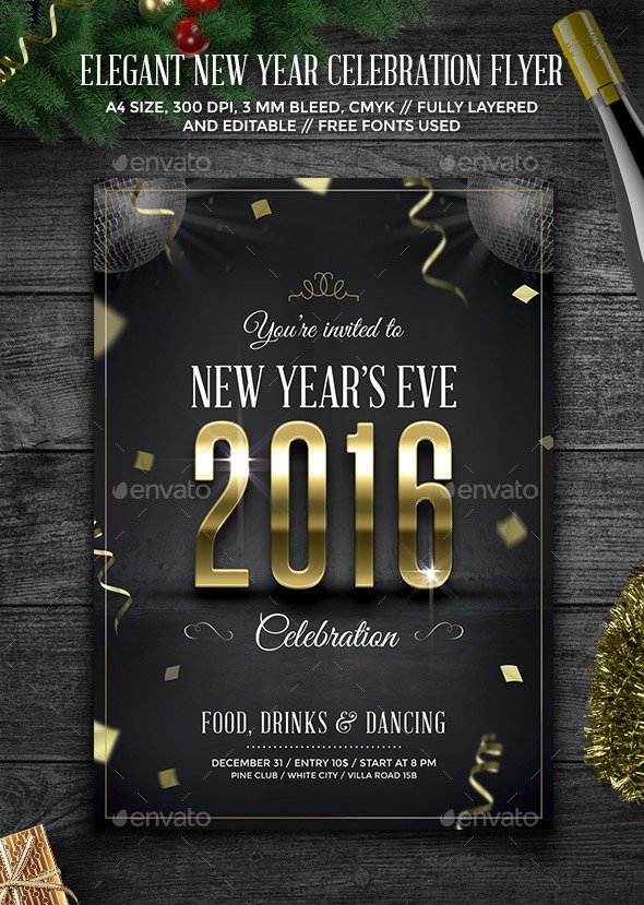 Elegant New Year Celebration Flyer - Holidays Events