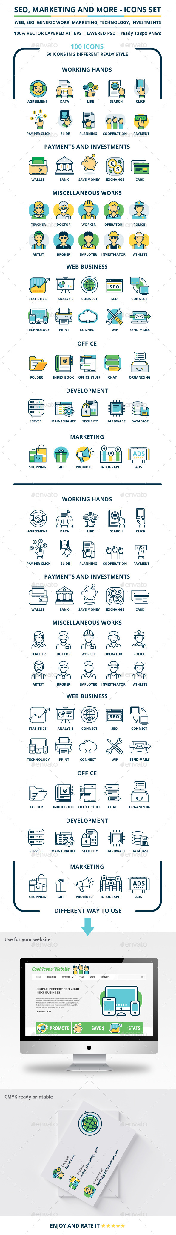 Seo, Marketing And More Icons Set - Web Icons