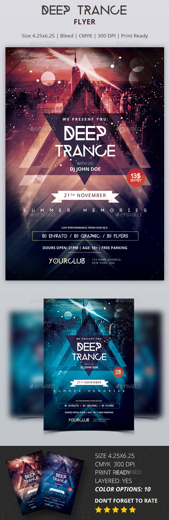 Deep Trance - PSD Party Flyer - Flyers Print Templates