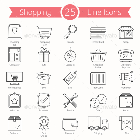 25 Shopping Line Icons - Business Icons