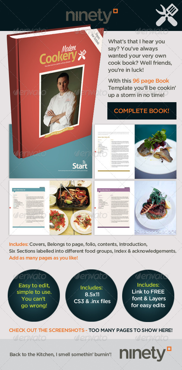 Modern Cookery Book Template - Magazines Print Templates