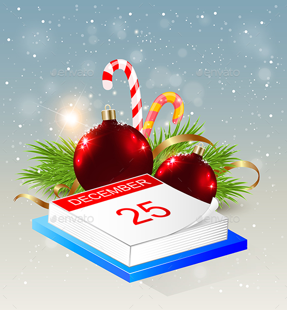 Calendar and Red Decorations - Christmas Seasons/Holidays