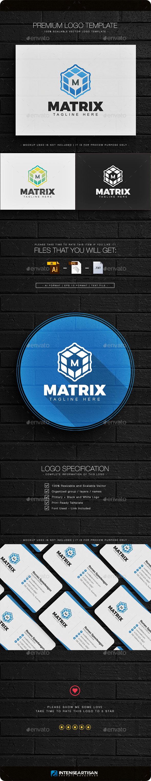Matrix - Letter M Logo - Letters Logo Templates