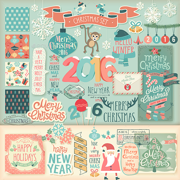 Christmas Scrapbook Set - Decorative Elements. - Christmas Seasons/Holidays