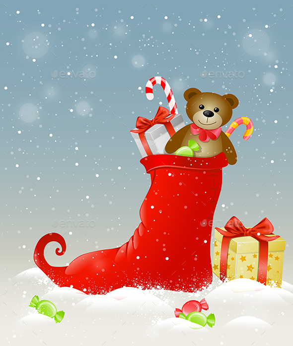 Red Sock and Christmas Gifts - Christmas Seasons/Holidays