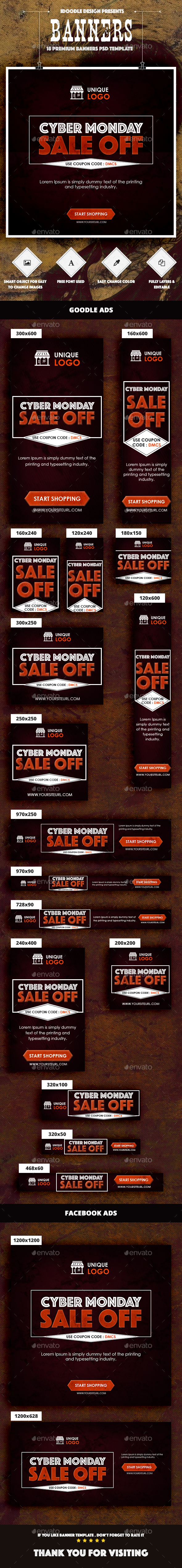 Cyber Monday Banners Ad - Banners & Ads Web Elements