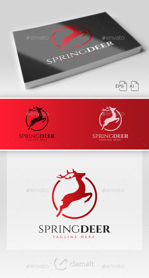 Spring Deer Logo - Animals Logo Templates