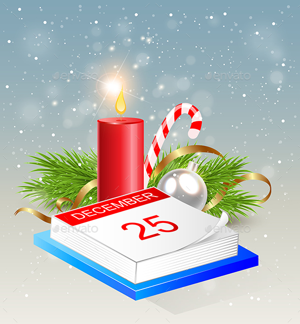 Calendar and Red Candle - Christmas Seasons/Holidays