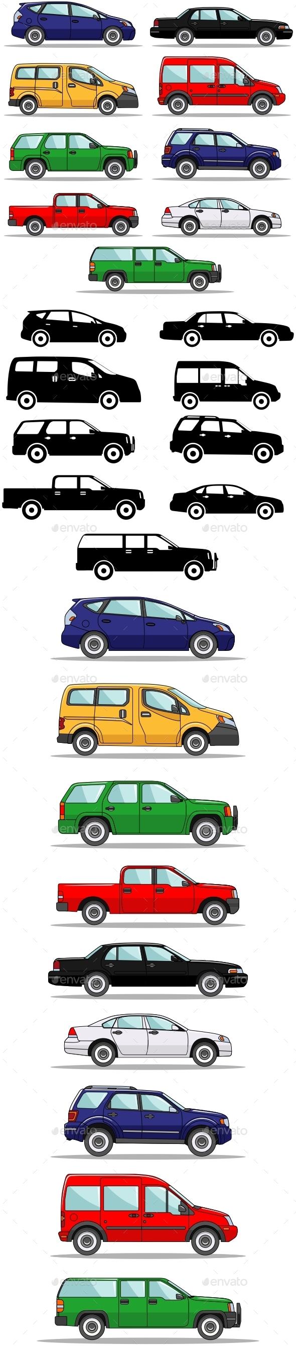 Set of Nine Cars - Man-made Objects Objects