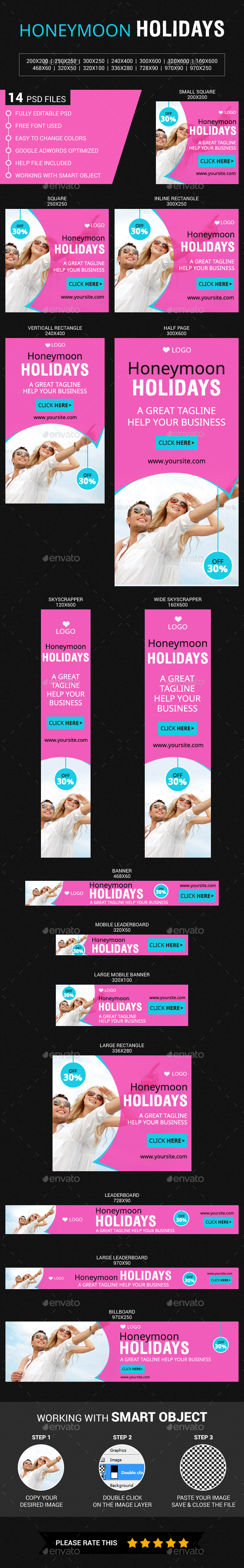 Honeymoon Holidays - Banners & Ads Web Elements